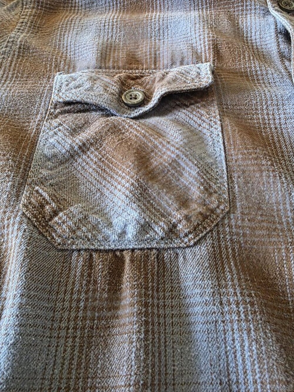 Roebuck & Co Heavy Flannel Shirt Mens XL Brown Plaid Workwear Button Up Cotton - Picture 13 of 13